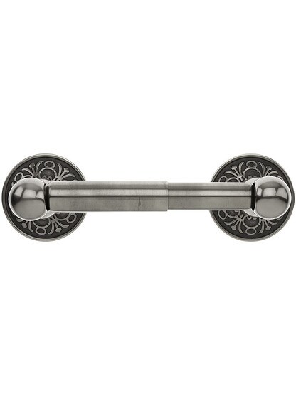 Brass Toilet-Paper Holder with Lancaster Rosettes in Antique Pewter.